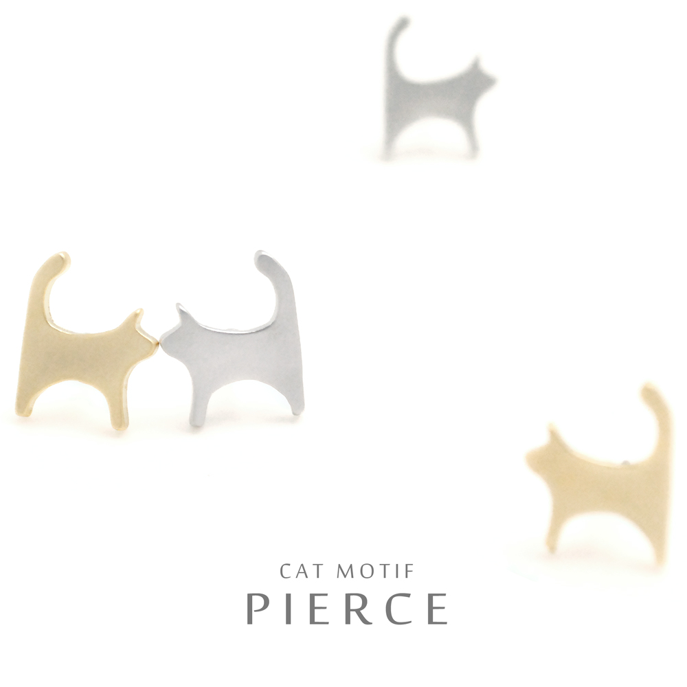 ▼MAGGIO▼【キュートな猫アクセ】愛らしいシルエットで耳元の存在感も◎ おさんぽネコピアス