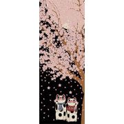 【ご紹介します！安心の日本製！人気の手ぬぐい！福まねき猫シリーズ　～春～】夜桜