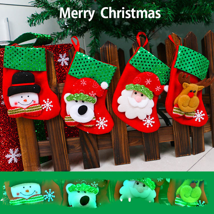 クリスマスの靴下/ ツリーのオーナメントにも◎ファブリック製/ 4種