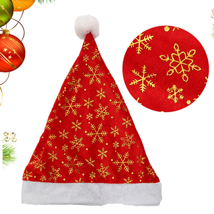 サンタ帽子 雪の結晶プリントきらきらゴールド シルバー/ 大人サイズ2色 クリスマス