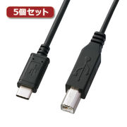 【5個セット】 サンワサプライ USB2.0TypeC-Bケーブル KU-CB30X5