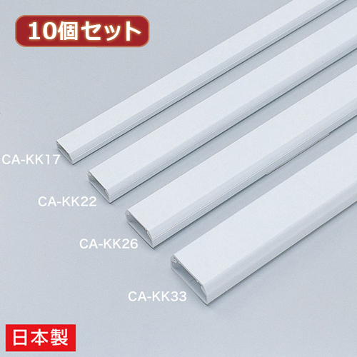 【10個セット】 サンワサプライ ケーブルカバー(角型、ホワイト) CA-KK17X10