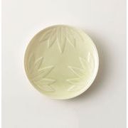 小田陶器 engi紋 えんぎもん 12cm小皿 竹 レリーフ/黄緑釉[美濃焼]