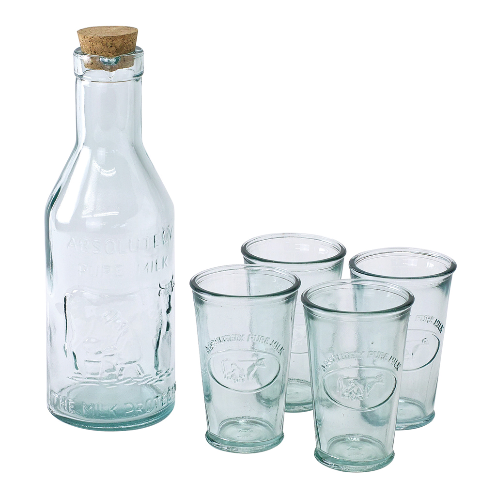 AUTHENTIC GLASS コルク蓋ボトル&タンブラー4個セット