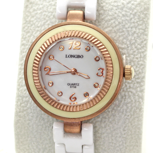 催事・イベント向け商品 腕時計 LONGBO レディースウオッチ ホワイト セラミック