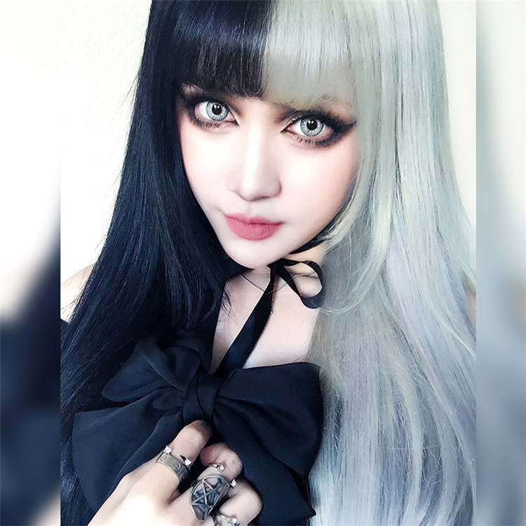 パンクゴシック風 ウィッグ 女性 ロングストレート 黒 白 グラデーション カラーロリータヘッドギア ファッション雑貨 オープンブリッジ 合同会社 問屋 仕入れ 卸 卸売の専門 仕入れならnetsea