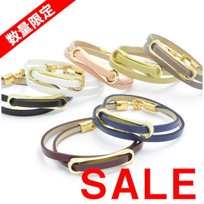 【現品限り】フェイクレザー2重巻ブレスレットB