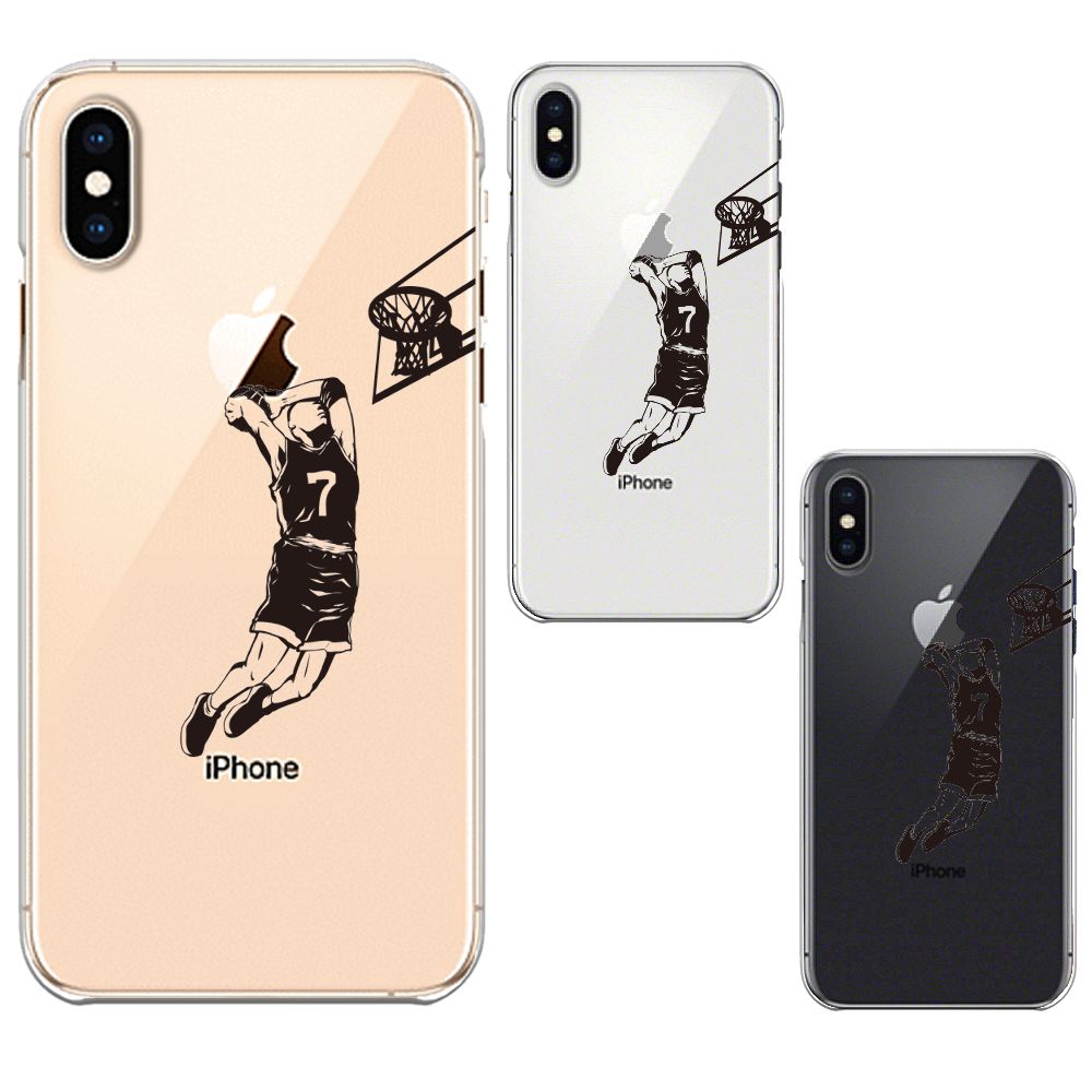 iPhoneX iPhoneXS ワイヤレス充電対応 ハード クリア 透明 ケース バスケットボール ダンクシュート ３