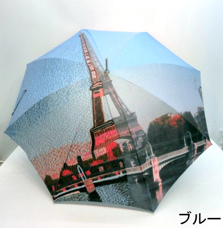 【日本製】【雨傘】【長傘】東京プリントエッフェル塔柄超軽量手開き長傘