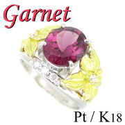 1-1811-06008 UDM  ◆ Pt / K18 リング ガーネット & ダイヤモンド　15号