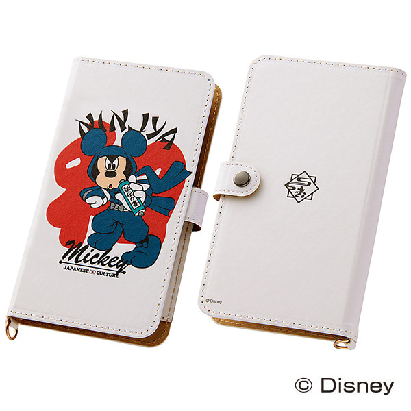 【Disney】スマホケースマルチタイプ 和スタイル ミッキーマウス