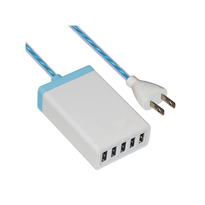 イルミネーションAC充電器 USB5ポート 最大合計6.5A ホワイト