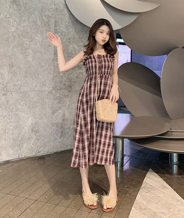 一部即納 涼しくかわいいギャザーふんわりロングワンピース チェック柄 マキシワンピ2色 アパレル 錦綉 株式会社 問屋 仕入れ 卸 卸売の専門 仕入れならnetsea