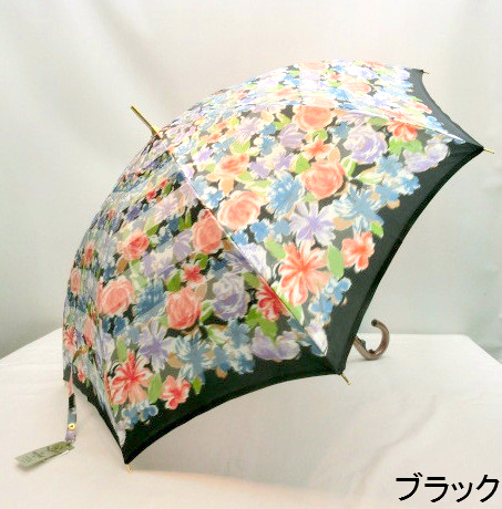日本製】【雨傘】【長傘】甲州産ほぐし織全面花柄日本製軽量金骨