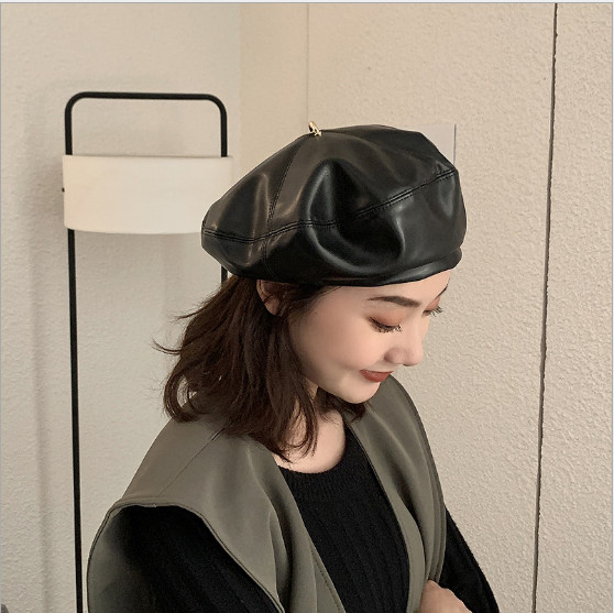 ベレー帽子 秋冬新作 帽子 ハット ベレー帽 Pu 韓国 無地 画家帽 金属 ベレー帽子 秋冬新作 帽子 ハット ベレー帽 Pu 韓国 無地 画家帽 金属