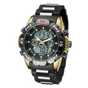 アナデジ HPFS1510-YGBK アナログ&デジタル クロノグラフ 防水 ダイバーズウォッチ風メンズ腕時計