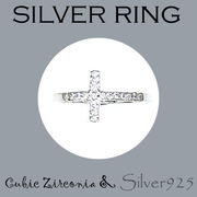リング-10 / 1-2349 ◆ Silver925 シルバー デザイン リング クロス CZ