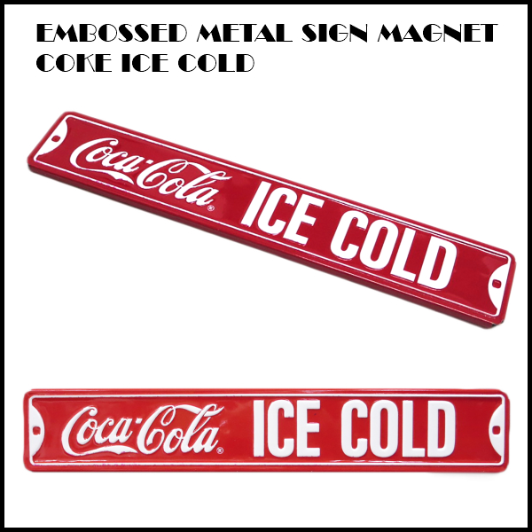 エンボスメタルサインマグネット COKE ICE COLD