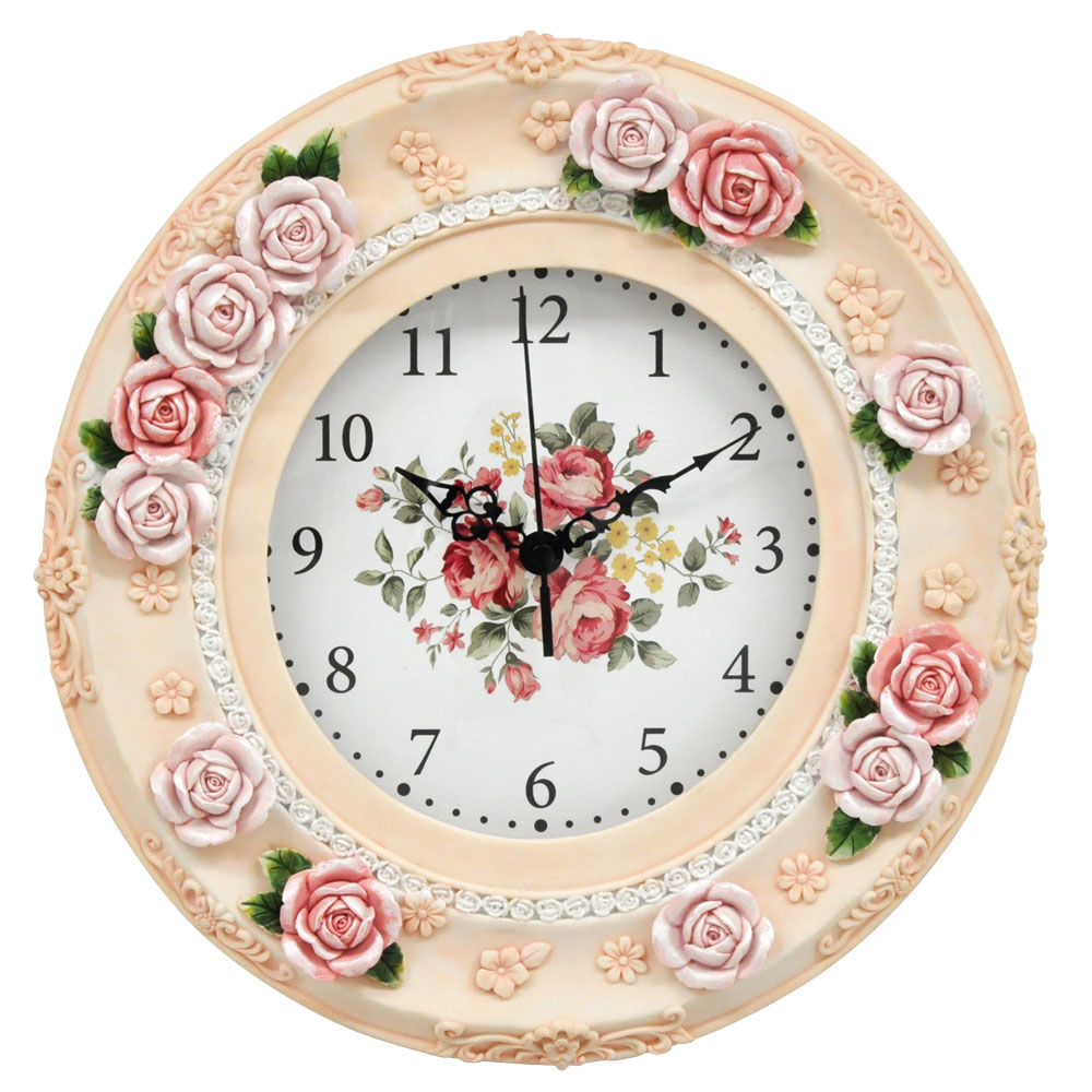 薔薇の花びらがちりばめられた素敵な時計！ローズ掛時計
