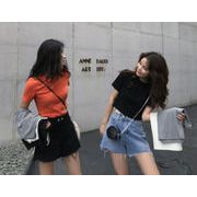 Ｔシャツ ブラウス  細身 ショート トップス レディース