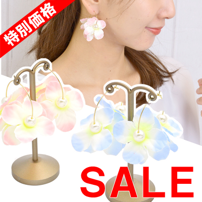 【セール sale SALE】パール＆お花のミルフィーユフープピアス
