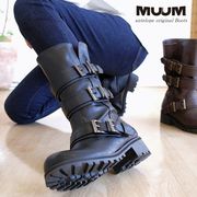 【2023年秋冬/再入荷】MUUM ムーム エンジニアブーツ レディース 靴 ミドル丈 くしゅくしゅ メンズライク