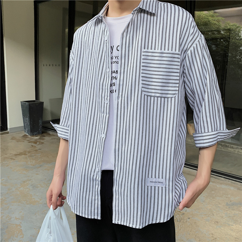 トップス メンズ ストライプ シャツ 長袖 秋新作 7分袖 韓国ファッション 薄手 アパレル Starhub通販 株式会社 問屋 仕入れ 卸 卸売の専門 仕入れならnetsea
