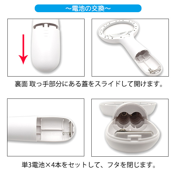 ルーペ LEDライト14灯付き 手持ちルーペ ライト付き 拡大鏡 LEDハンド