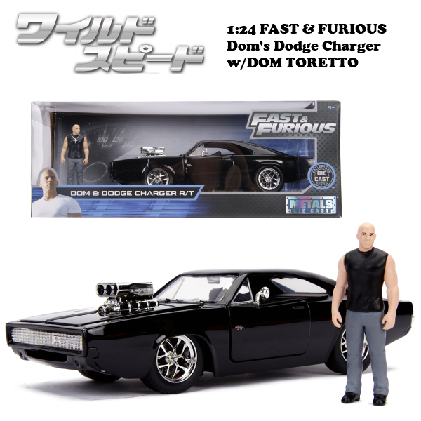 1:24 F&F DOM'S 1970 DODGE CHARGER R/T w/DOM TORETTO 【ワイルドスピード ミニカー】
