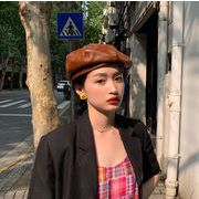 秋冬　帽子　ベレー帽　レディース　人気　PU　韓国　ファッション