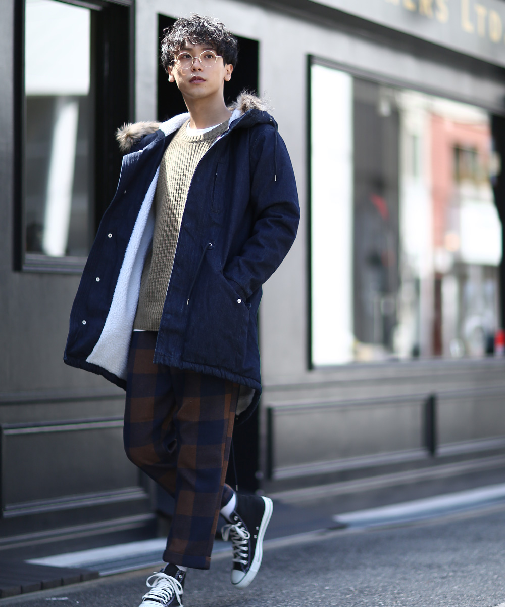 裏ボアデニムモッズコート ボア ロングコート メンズ アパレル 株式会社 インプローブス 問屋 仕入れ 卸 卸売の専門 仕入れならnetsea