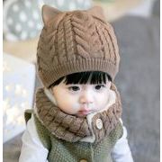 韓国風帽子★新しいスタイル★ふわふわ　ニット　帽★キッズ　帽.+マフラー