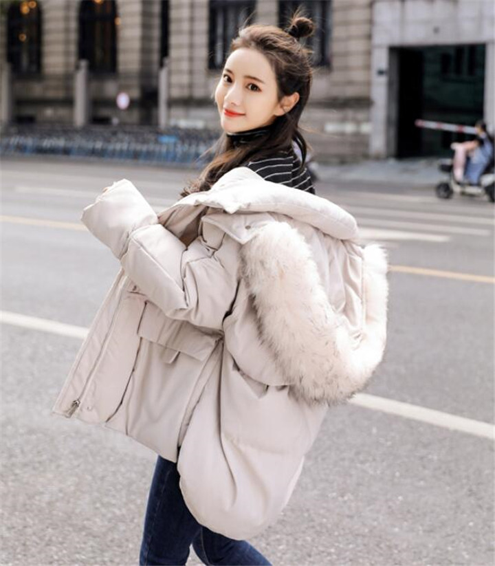 2019新作 韓国 大きな毛皮の襟 冬 ダウンジャケット カレッジ風  短いスタイル カジュアル  快適  コート