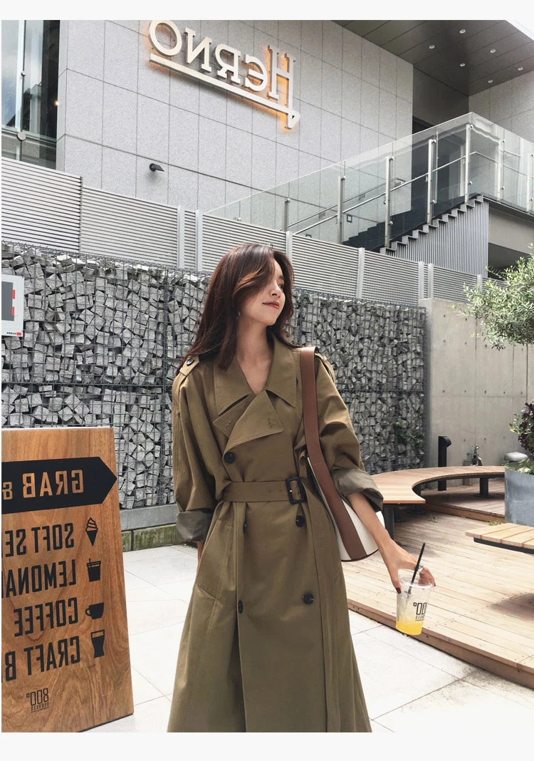 韓国　ファッション　トレンチコート　コート ダブルブレスト　レディース　女性　大人っぽい