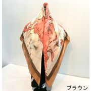 【日本製】【スカーフ】シルクサテンストライプ生地ワールドワイド柄日本製四角大判スカーフ