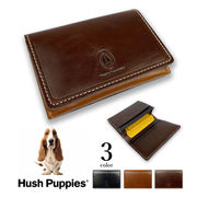 全3色　Hush Puppies ハッシュパピー リアルレザー バイカラー 名刺入れ カードケース パスケース