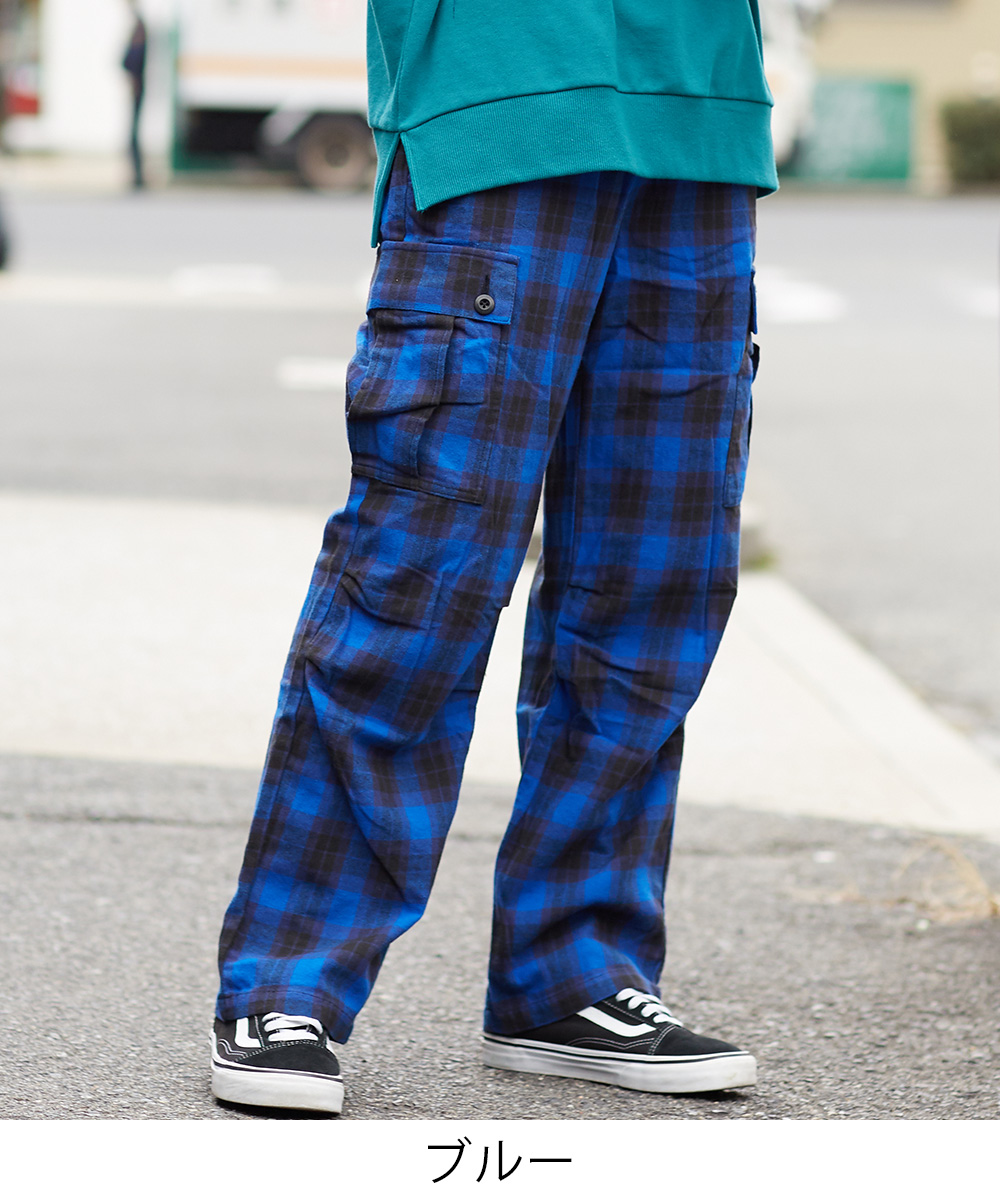 メンズ ヘビーネル タータンチェック柄 ワイドカーゴパンツ アパレル 株式会社 インプローブス 問屋 仕入れ 卸 卸売の専門 仕入れならnetsea