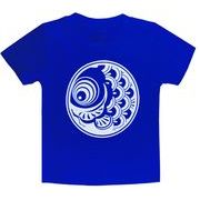 【鯉のぼりを可愛くデザインしたプリントTシャツシリーズ！鯉のぼりTシャツ子供用】丸鯉　青地に白プリント