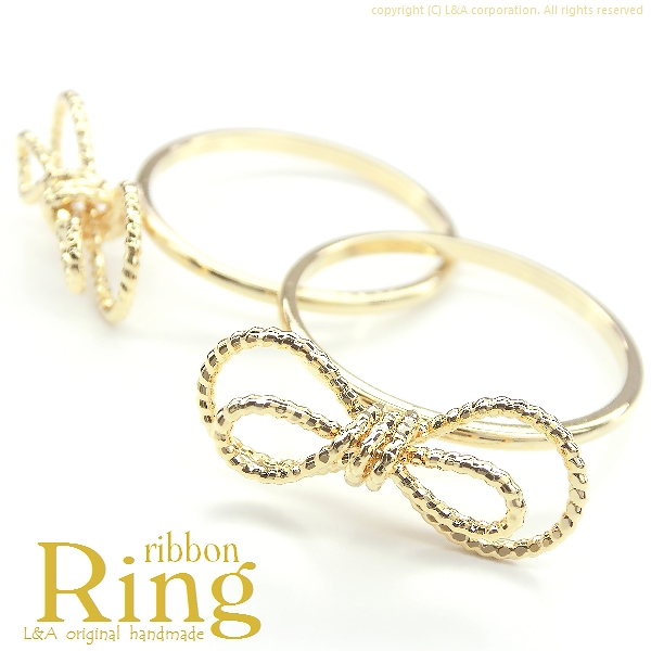 ★L&A original parts★Ribbonの指輪★繊細＆華奢なデザイン♪最高級鍍金★