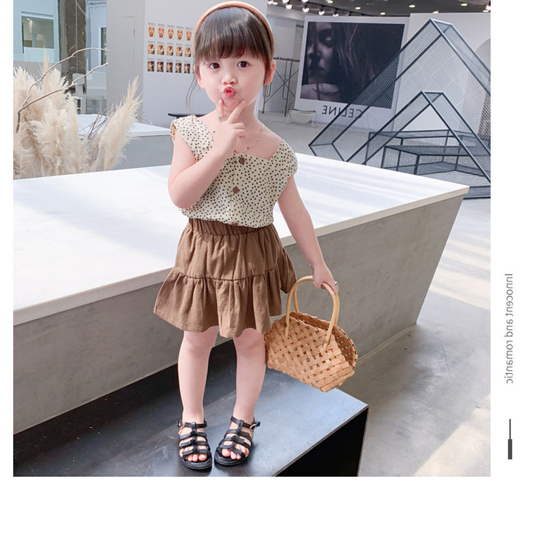 ★2020夏新作★韓国ファッション　ins子供セットアップ　無袖シャツ+スカート2点セット　90CM~130CM