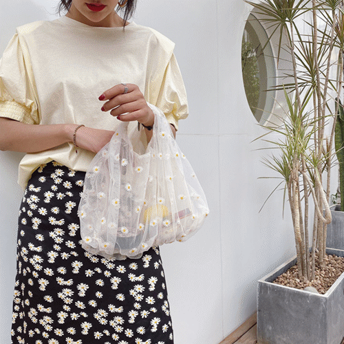 花柄 ショッピングバッグ 収納バッグ 折りたたみバッグ 小物収納 旅行出張用 刺繍 レジ袋