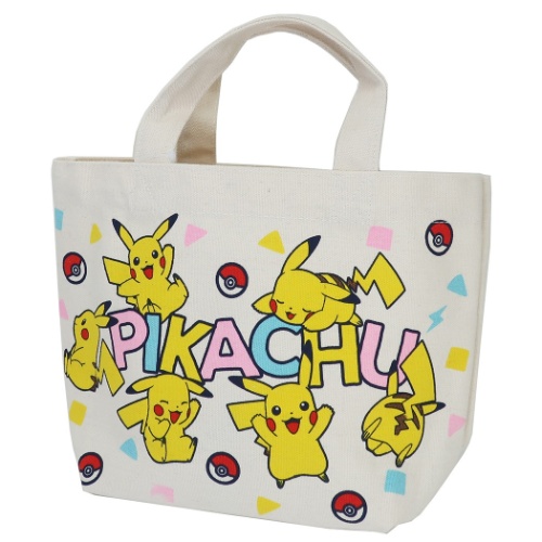 【ランチトート】ポケットモンスター マチ付きコットンバッグ ピカチュウロゴ