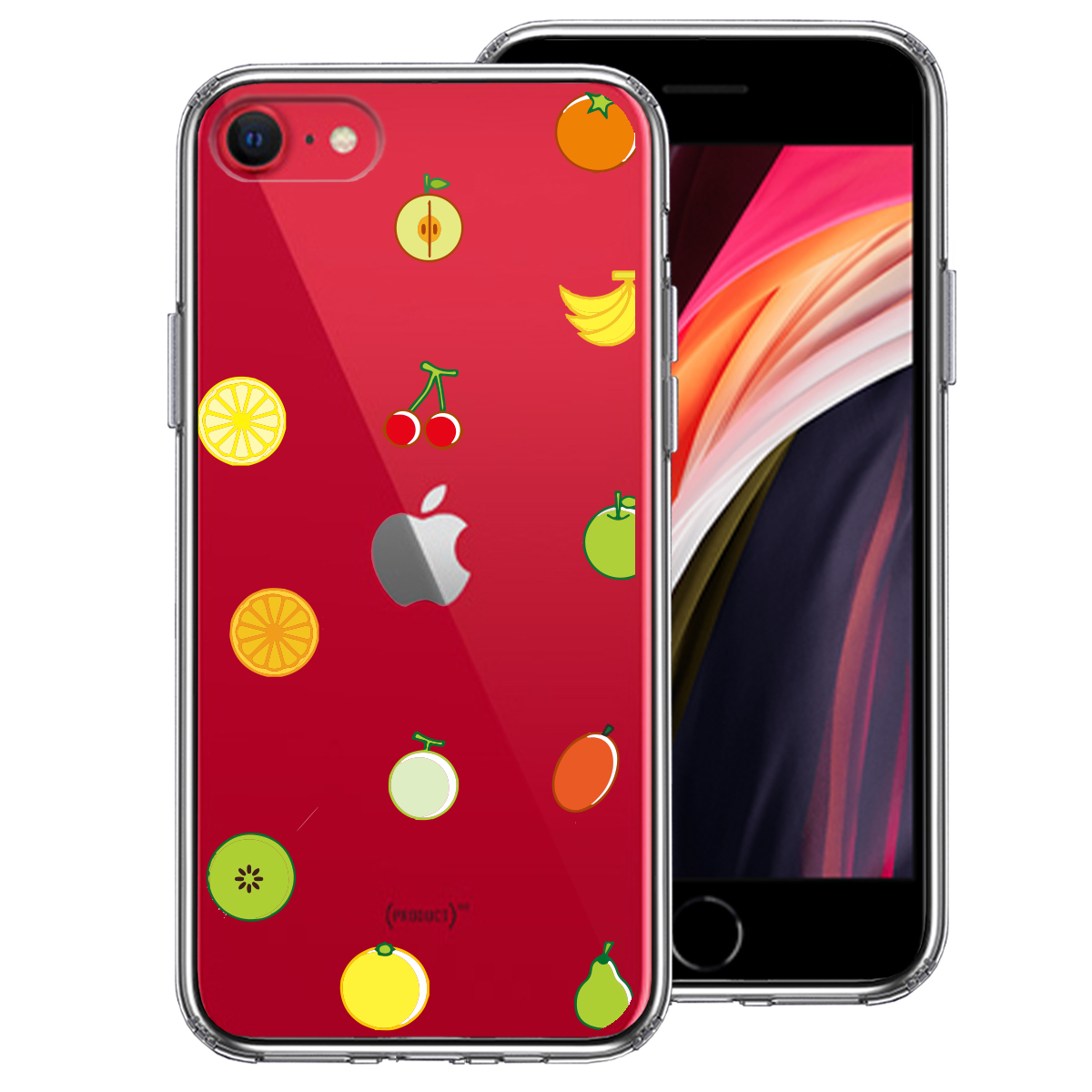 iPhoneSE(第3 第2世代) 側面ソフト 背面ハード ハイブリッド クリア ケース 果物 フルーツ