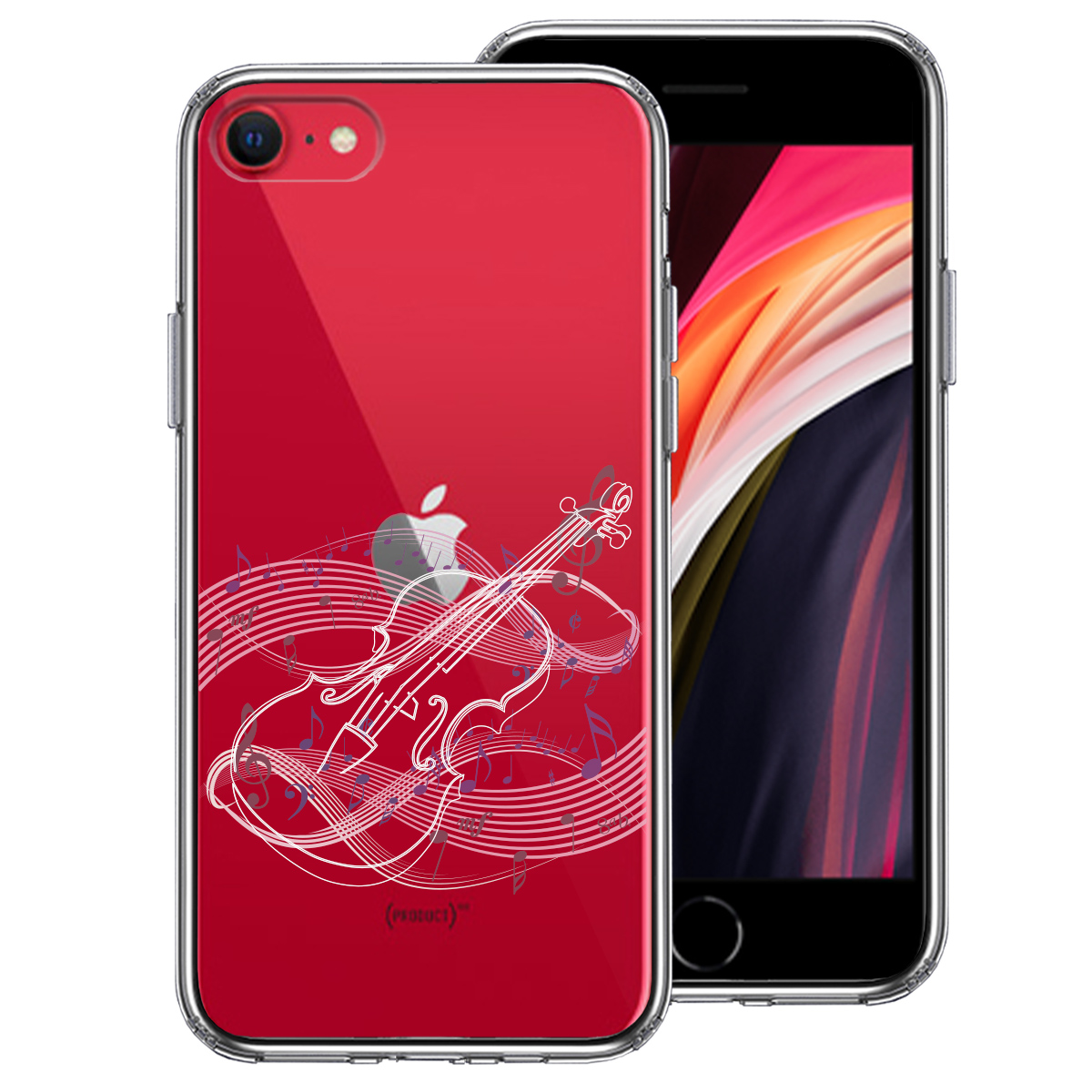 iPhoneSE(第3 第2世代) 側面ソフト 背面ハード ハイブリッド クリア ケース ヴァイオリン 3 ホワイト