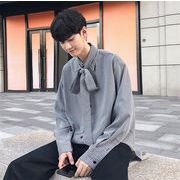 独特の存在感。韓国ファッション 春 シャツボーダー トップス コート カレッジ風 百掛け 長袖 怠惰な風
