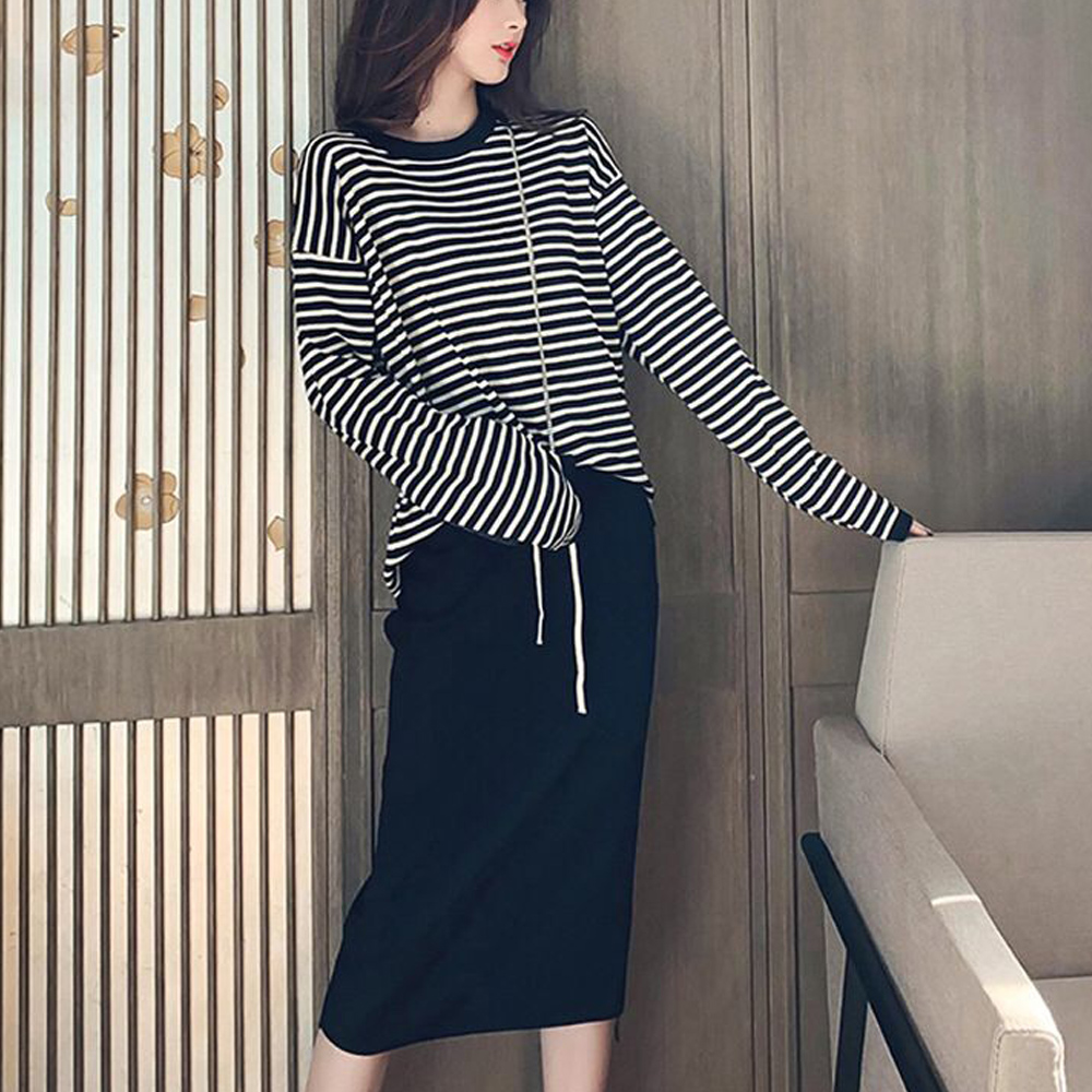 セットアップ レディース ボーダー Tシャツ タイトスカート 上下セット 体型カバー 即納 アパレル 盛煌商事 株式会社 問屋 仕入れ 卸 卸売の専門 仕入れならnetsea