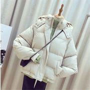 満足度99％ 韓国ファッション 新品 ダウンコート 短いスタイル 原宿BF風 学生 ジッパー フード付き