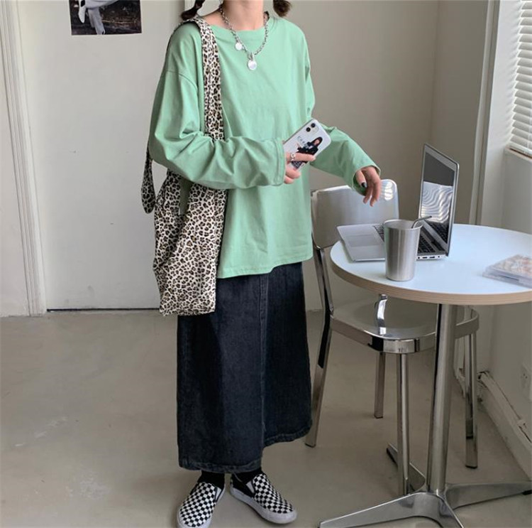 季節の変わり目に活躍するのでおすすめです 韓国ファッション 長袖 スリム Tシャツ 学生 韓国語バージョン Www Watsons Biz Id