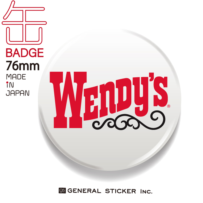 ウェンディーズ 缶バッジ 76mm WHITE ウェンディーちゃん WENDY'S ライセンス商品 WEN021 2020新作