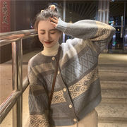 満足度99％ 韓国ファッション セーター カラーマッチング 小さい新鮮な コート カーディガン 秋冬 学生